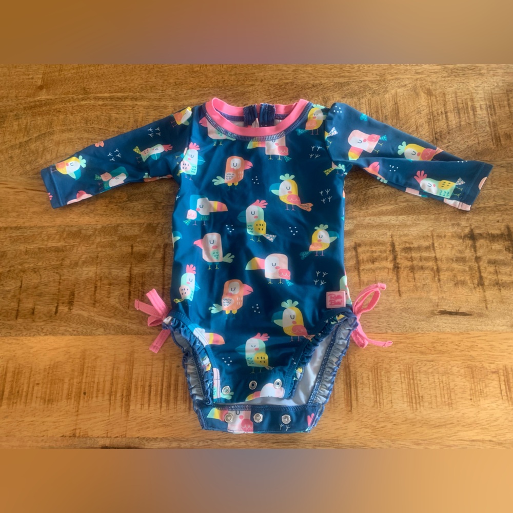 Ruffle Butts Blue Parrot Print‎ Swimsuit